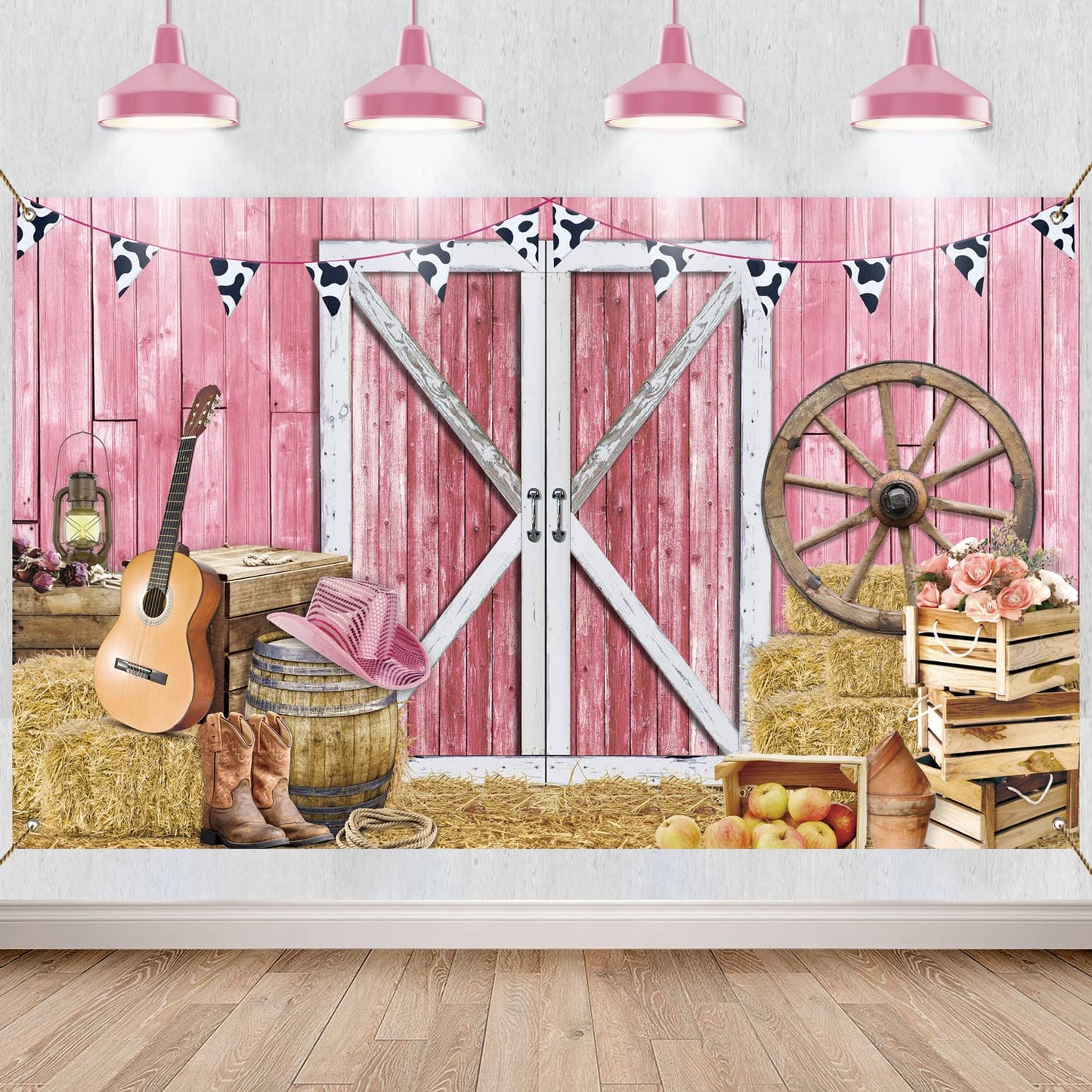 Western Cowgirl Banner Cowgirl Party Decoration Backdrop Pink Western Rustic Wooden House Barn Photography Background For Birthd