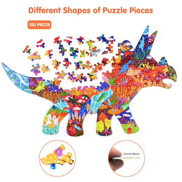 Jigsaw Puzzles For Kids Ages 4-8, 200 Pieces Animal Shaped Cardboard Puzzles For Animal Lovers, Sturdy Puzzles Box And Poster, Educational Toys Gift For Boys Girls