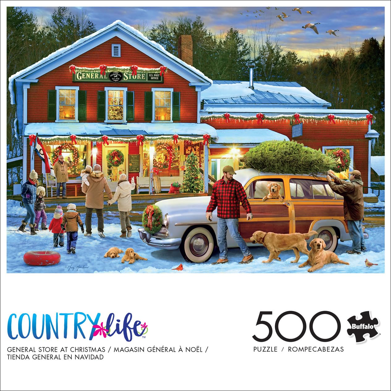 Buffalo Games 500 Piece Jigsaw Puzzle - General Store at Christmas - Multicolor - Challenging Puzzle for Adults - Model 33268