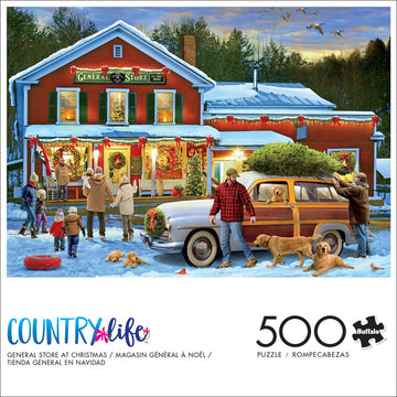 Buffalo Games 500 Piece Jigsaw Puzzle - General Store at Christmas - Multicolor - Challenging Puzzle for Adults - Model 33268