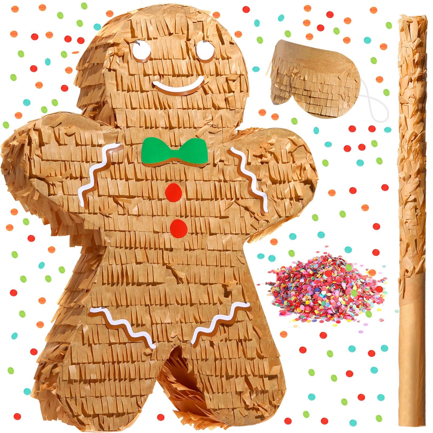 Qeeenar Christmas Piata 16 Inch Christmas Piata with Stick Blindfold and Confetti Pack Christmas Mexican Piata Bundle Piata for 