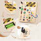 Hikoshi Montessori Busy Board For Toddlers 1-3 - Sensory Led Light Switch Busy Board Toy, Wooden Montessori Travel Toys For Toddler 1 2 3 4 Years Old Boys Girls
