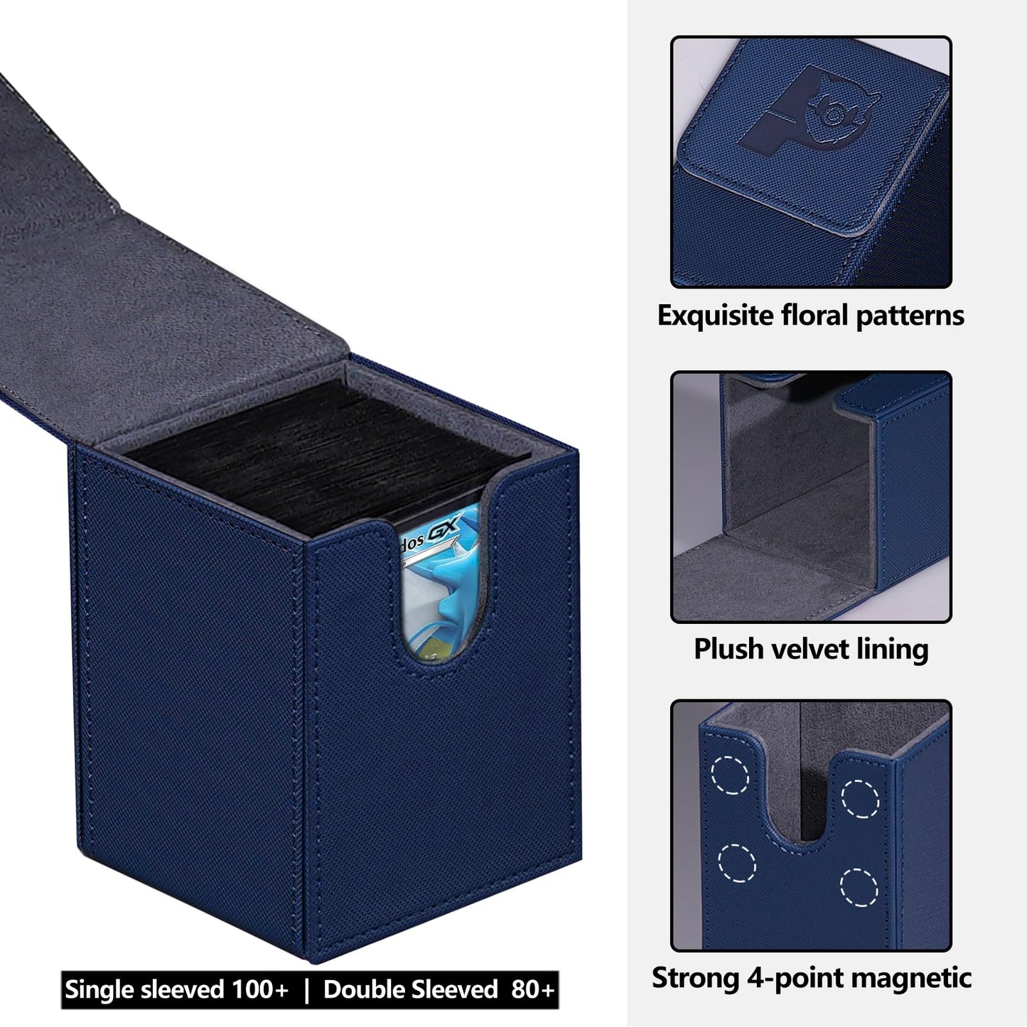 Artboutiq Card Deck Box For Commander Deck Box With 2 Dividers, Card Storage Box Fits 100+ Single Sleeved Cards, Pu Leather Stro
