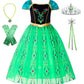 Reliparty Girls Princess Costume Dress Up Green, With Accessories,130
