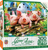 Masterpieces - 300 Piece Jigsaw Puzzle, Large Ez Grip Shapes, Three Lil’ Pigs, Fun For Adults, Seniors, Family, Kids, Matte Finish, 18'X24