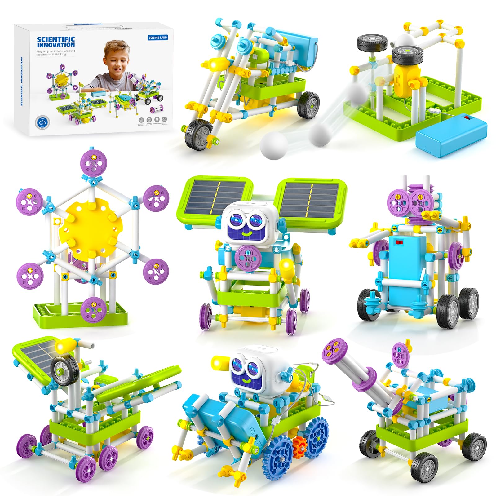 RISUNTOY 434 PCS STEM Toys Kit for Kids Age 6+ - Build 36+ Robot Models with Solar Power, Gears & Sensors,Science & Engineering 