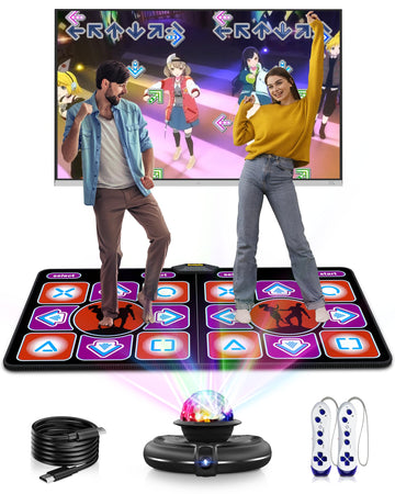 Acelufly Double Dance Mat - Wireless Electronic Dance Mat For Tv With Camera, Anti-Slip Fitness Dance Pad For Kids & Adults, Dance Game Mat Toy Gift For 3-12 Year Old Girls & Boys (Black)