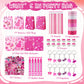 Fuyoooo 134 Pcs Hot Pink Princess Party Favors Kit for 12 People Pink Princess Party Supplies Include Gift Bags Mini Notepads Pe
