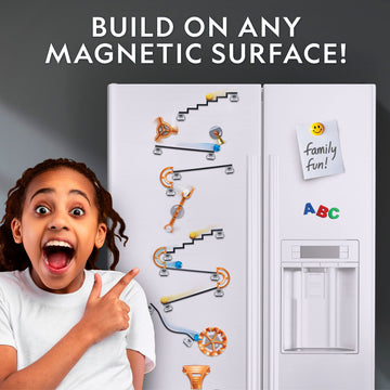 National Geographic Magnetic Marble Run - 50-Piece Stem Building Set For Kids & Adults With Magnetic Track & Trick Pieces, & Marbles For Building A Marble Maze Anywhere Magnets Stick