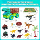 JoyBuilders 18 in 1 Dinosaur Toys for Kids 3-5, Dinosaur Truck Toys for Kids with 2 Pull Back Cars, 8 Dino Figures, Dinosaur Toy