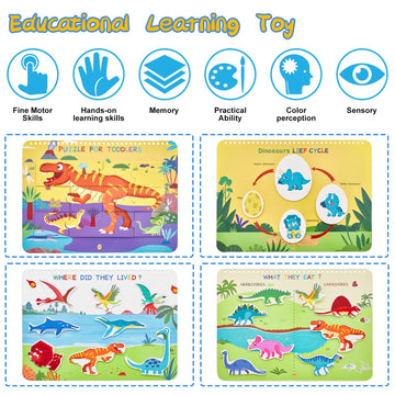 Freebear Busy Book For Toddlers Preschool Learning Activities Resources Autism Sensory Toys Montessori Toys For 2-3 Year Old,Travel Toys, Gifts For Girls And Boys 4 5 6 Years (Dinosaur World)
