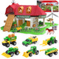Oriate Toy Barn House with Tractor & Animal Farm, 1 64 Diecast Tractors Toys for Kids 3-5 4-6, Big Red Farm Barn Toys Playset fo