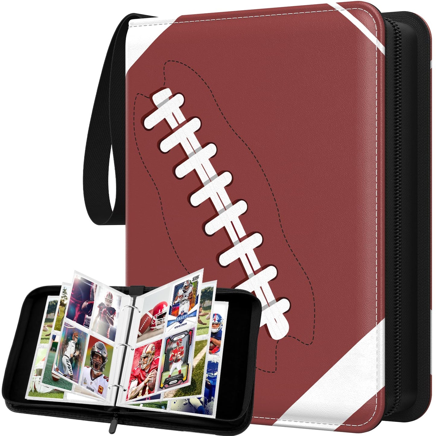 Trading Card Binder with Sleeves  4-Pocket Football Card Binder enhanced 440 Double Sided Pocket PU Card Collection Binder  Display Case with Football Card Sleeves Card Holder Protectors Set