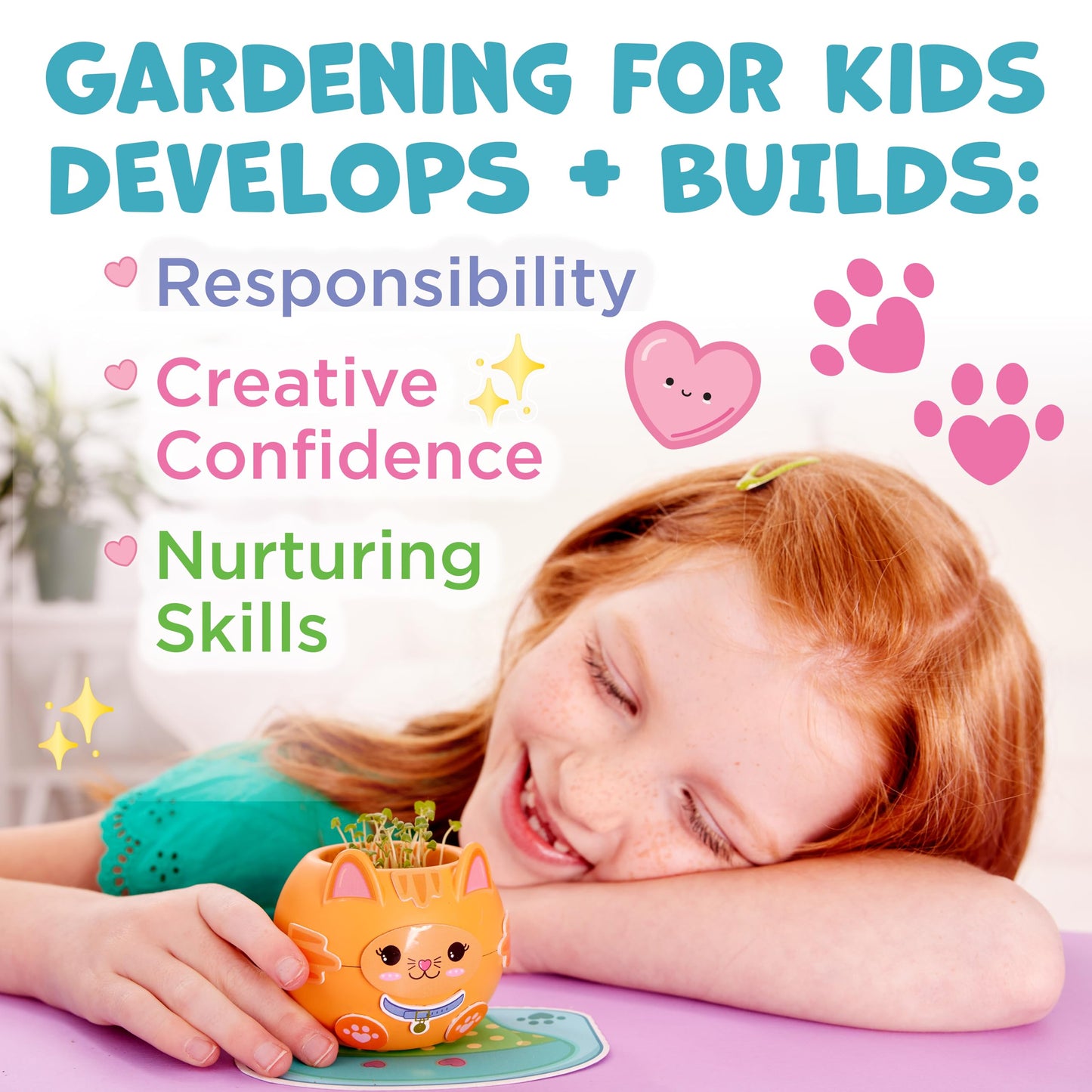 Creativity for Kids: Plant-A-Pet Kitty - Arts and Crafts Kit, Gifts for Girls and Stocking Stuffers, Boy and Girl Toys, Chia See