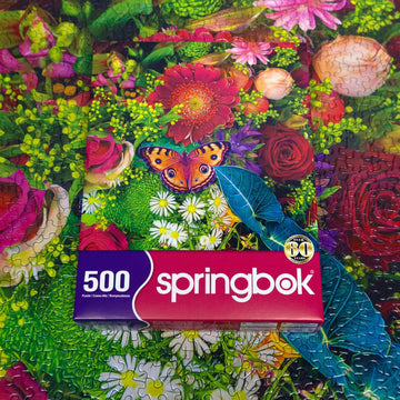 Springbok Spring Fever 500 Piece Jigsaw Puzzle For Adults - Colorful Butterfly And Flowers - Relaxing Puzzle With Unique Precision Fit Pieces - Finished Size 20' X 20'