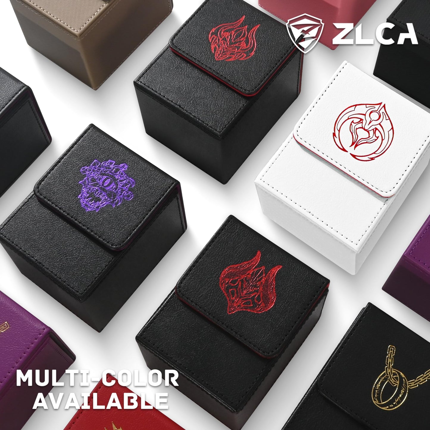 Zlca Card Deck Box With 2 Dividers, Card Storage Case Fits 100+ Single Sleeved, Pu Leather Tcg Case Holder For Magic Commander Y