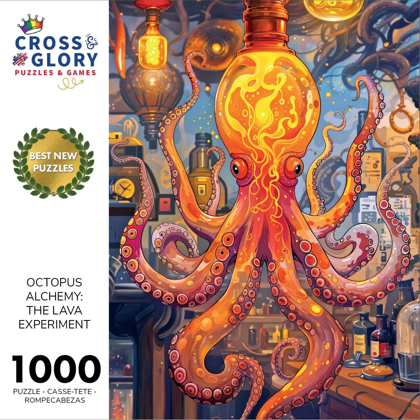 Cross & Glory 1000 Piece Jigsaw Puzzle - Octopus Alchemy, Large Size 20x27 Inches, Satin Finish, Science & Ocean Life Theme