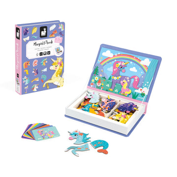Janod - Magn  Ti'Book Unicornes - Magnetic Educational Game 44 Magnets + 10 Models - Children'S Toy Made Of Fsc Cardboard - Deve