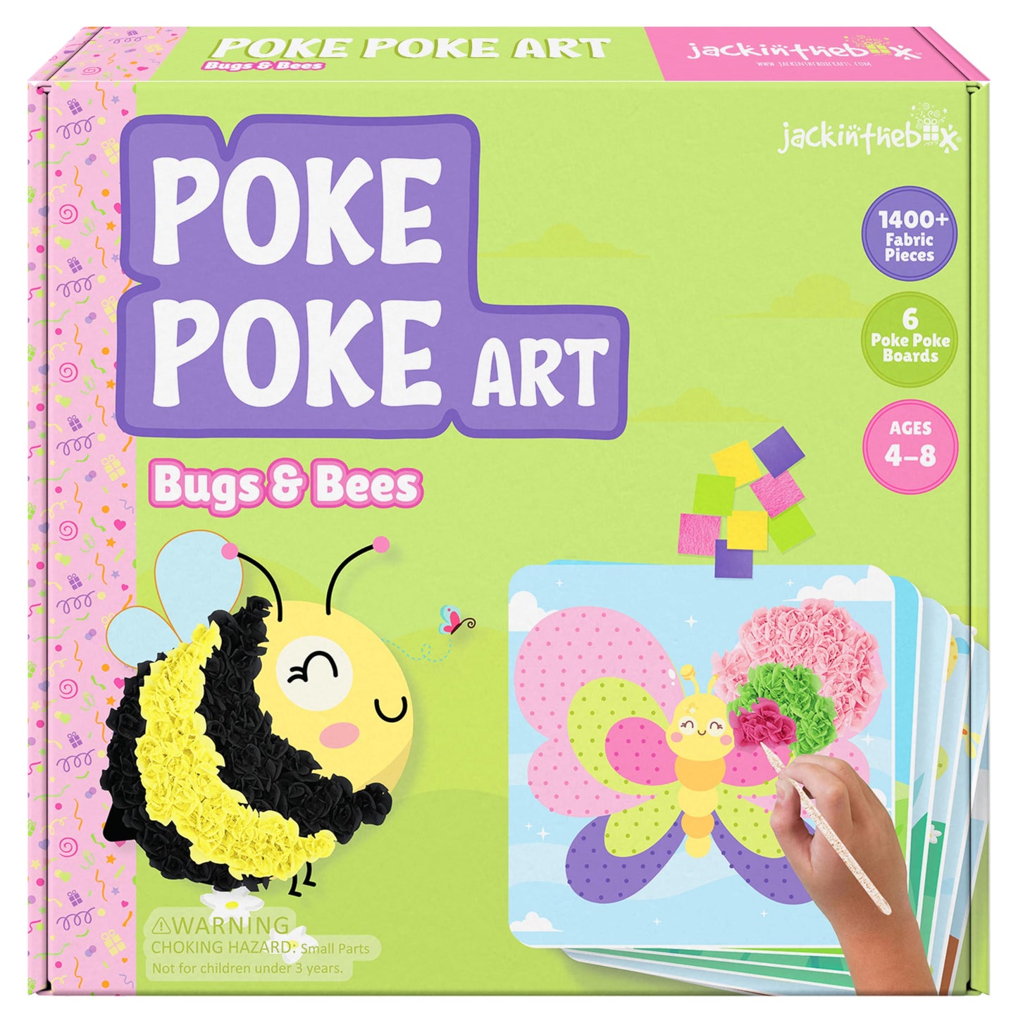 jackinthebox Poke Poke Art - Bugs Theme, Mess-Free Fabric Art and Craft, Flower Pressing Kits, Gift for Kids, Toys for Girls and