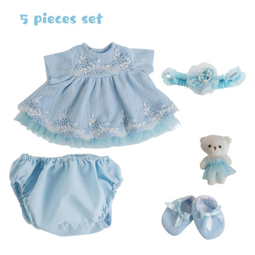 Ekokiz Reborn Baby Dolls Clothes Girl Blue Baby Clothes Doll Clothes 17-22 Inches Doll Clothes And Accessories For Reborn Baby D