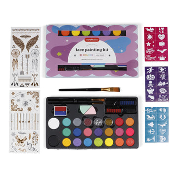 Incraftables Face Painting Kit for Kids & Adults - 24-Color Face Paint Set with Stencils, Brushes & Glitter. Professional, Non-T