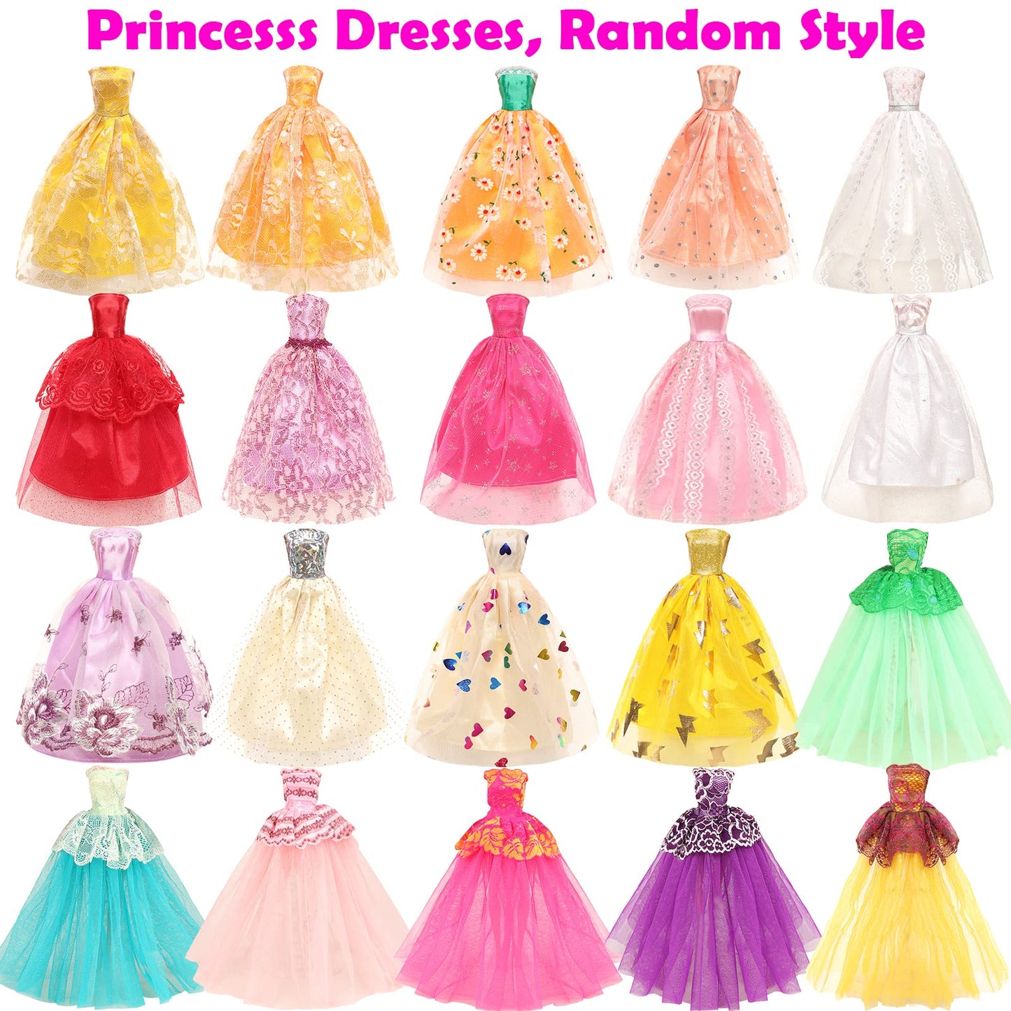 Barwa 57 Pcs Doll Clothes And Accessories Wedding Dresses Gown Fashion Dresses Mini Dresses Outfits Tops Pants Swimsuits Bikini