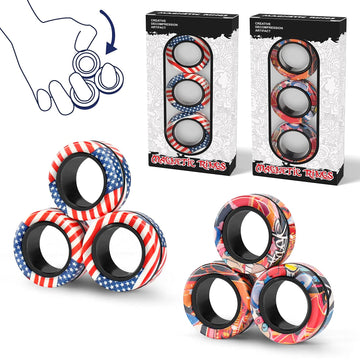 (6PCS) Magnetic Rings Fidget Toy Set  Idea ADHD Fidget Toys  mature-themed Fidget Magnets Spinner Rings for Anxiety Relief Therapy  Fidget Pack Great Gift for mature-themeds Teens Kids