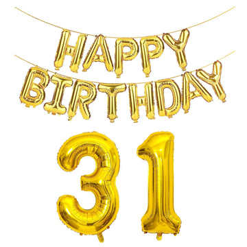 Shuntai 31St Birthday Decorations For Men Women 31 Balloons Numbers Gold Jumbo Numbers 13 Foil Mylar Balloon With Happy Birthday