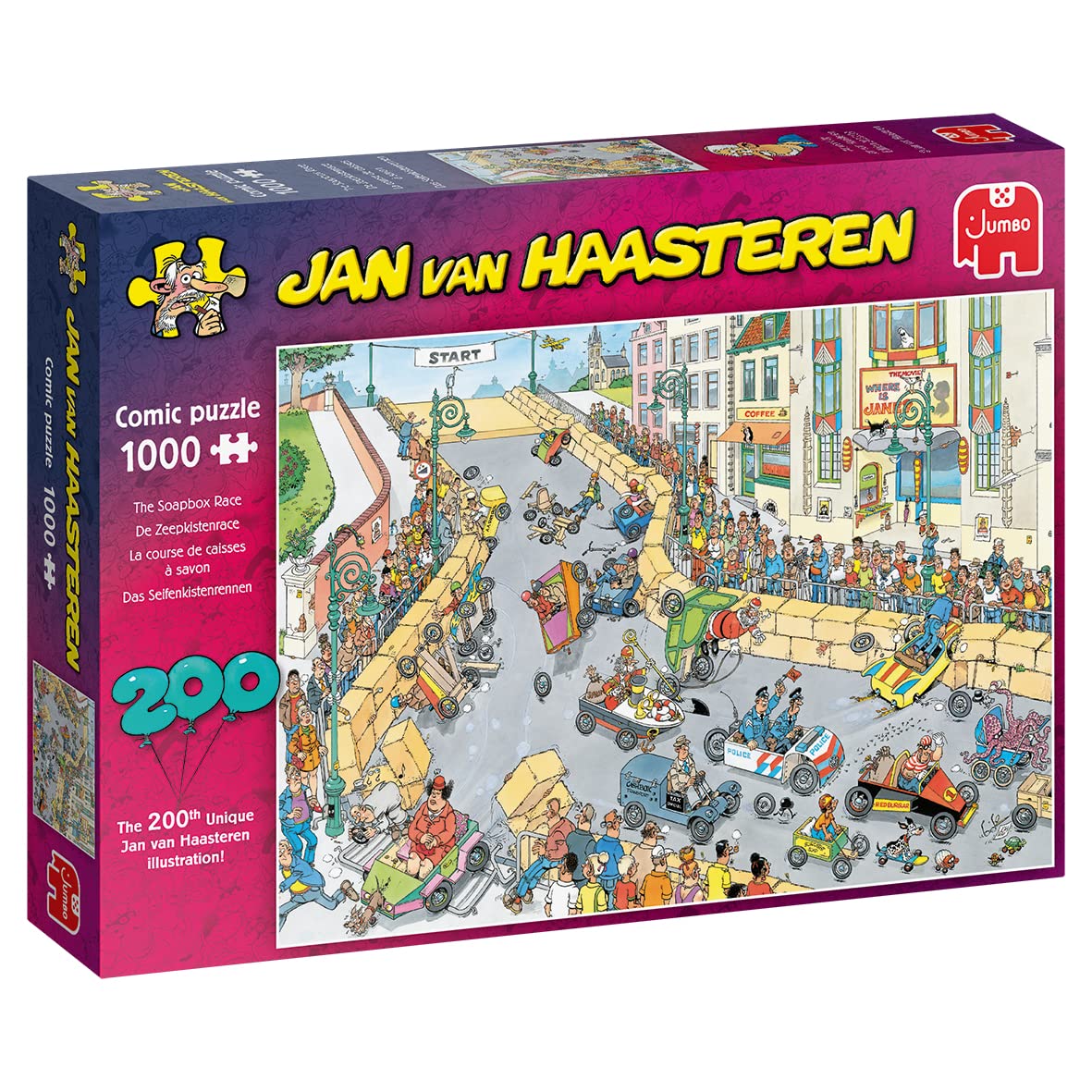 Jumbo, Jan Van Haasteren - The Soapbox Race Unique Comic Fun Designed 200th Edition Jigsaw Puzzle for Adults - 1,000 Piece
