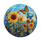 Wooden Puzzles For Adults - Glass Sunflower Wood Puzzle 600 Pieces, Unique Shaped Wooden Jigsaw Puzzles For Adults, Wood Puzzles