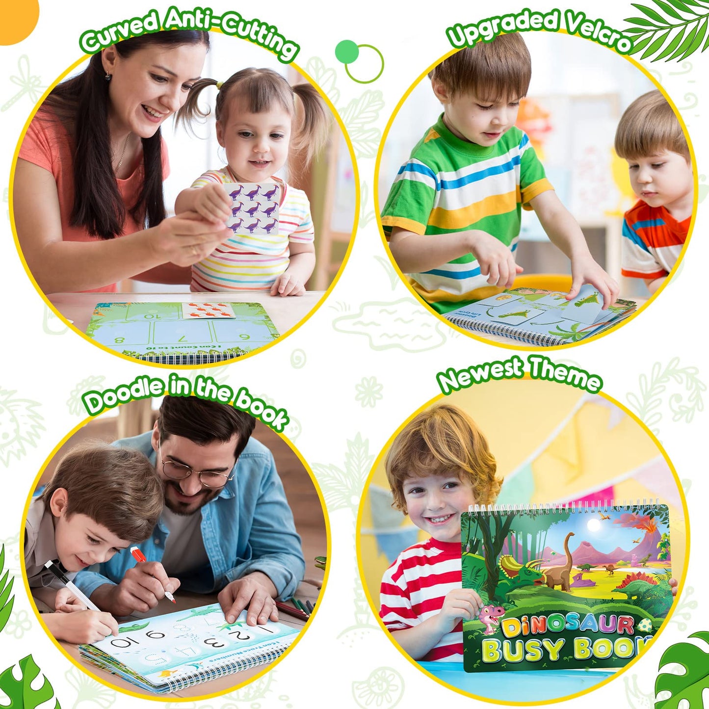Easter Basket Stuffer Dinosaur Toys For Kids 3-5, My Preschool Busy Book Montessori Toys For 3 4 5 6 7 Year Old Boys Girls Preschool Learning Homeschool Activities Birthday Gifts For Kids Ages 2-4 5-7