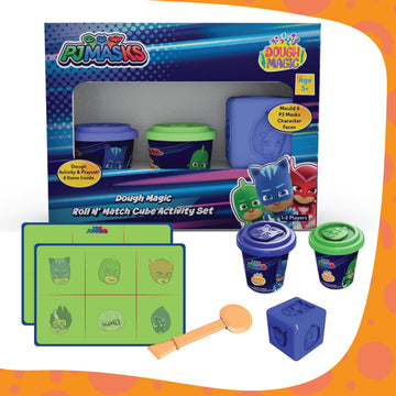 Dough Magic Pj Masks Roll N Match Cube Activity Set With Moulding Lid Pack Of 2 100Gm Each|Soft Dough|Fun With Water Based Dough