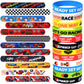 Lorfancy 48 PCS Race Cars Party Favors Slap Bracelets for Kids Boys Rubber Bracelets Silicone Wristbands Checkered Flags Car Rac