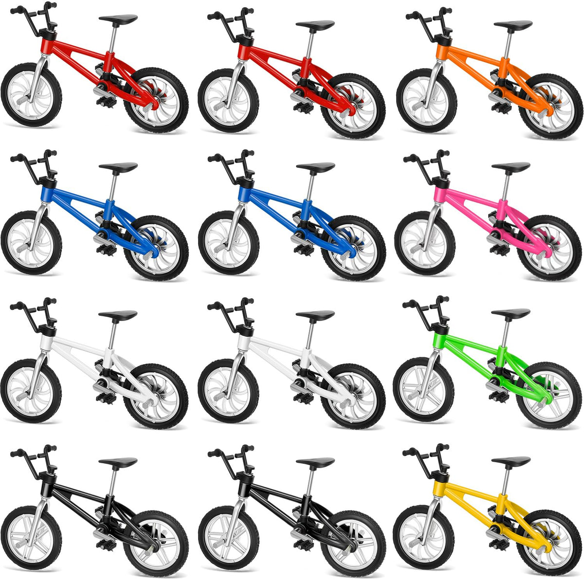 Gejoy 12 Pieces Finger Bikes Mini Bmx Bike Mini Bicycle Toy Miniature Bike Figurine For Kids Adults Christmas Birthday Party Gif