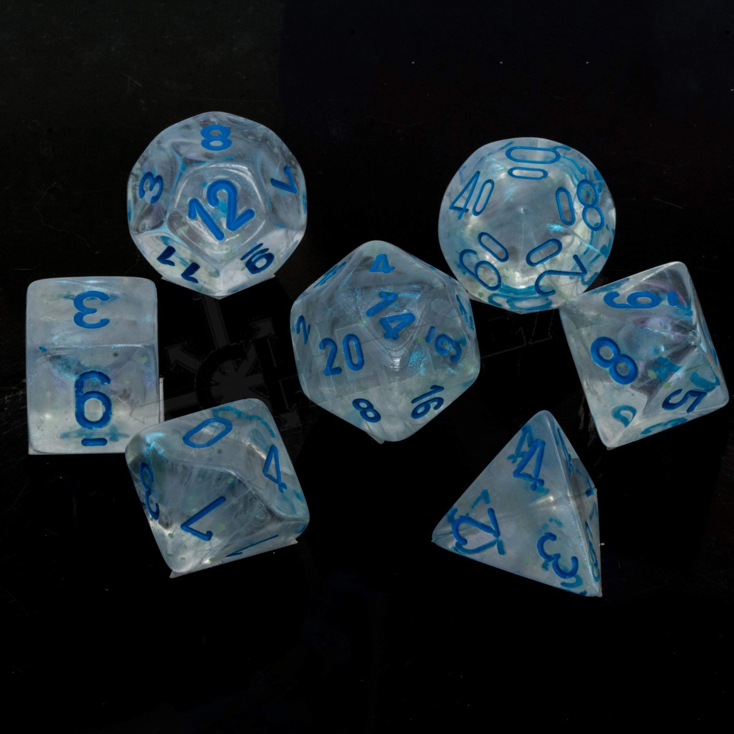 chessex Manufacturing cHX27581 cube Borealis Icicle Luminary Dice  Light Blue - Set of 7