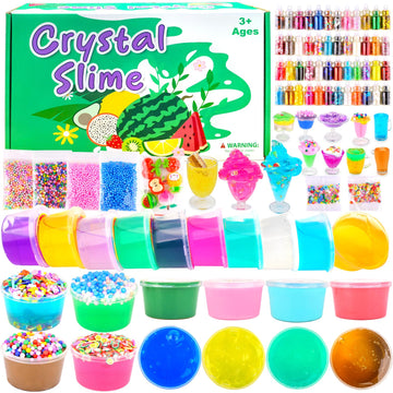 Peceluv Diy Slime Making Kit For Kids And Girls Boys, Slime Set With Include 18 Clear Slime, 6 Butter Slime, 48 Bottle Gold Dust