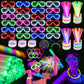 Shqdd248 Pcs Glow Party Supplies, 24 Pcs Foam Glow Sticks, 24 Pcs Led Glasses And 200 Pcs Glow Sticks Bracelets, Neon Party Favo