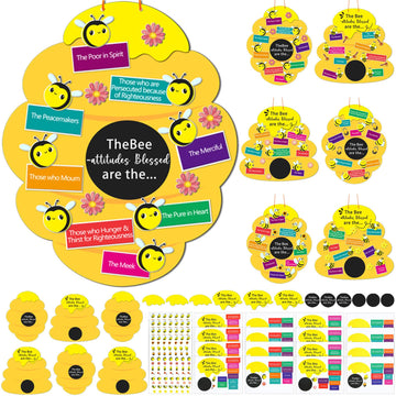 Memorywuu 24 Sets Christian Bible Crafts for Kids Bee Attitude Sign Craft Kit, Religious Crafts Sunday School VBS Crafts Beatitu