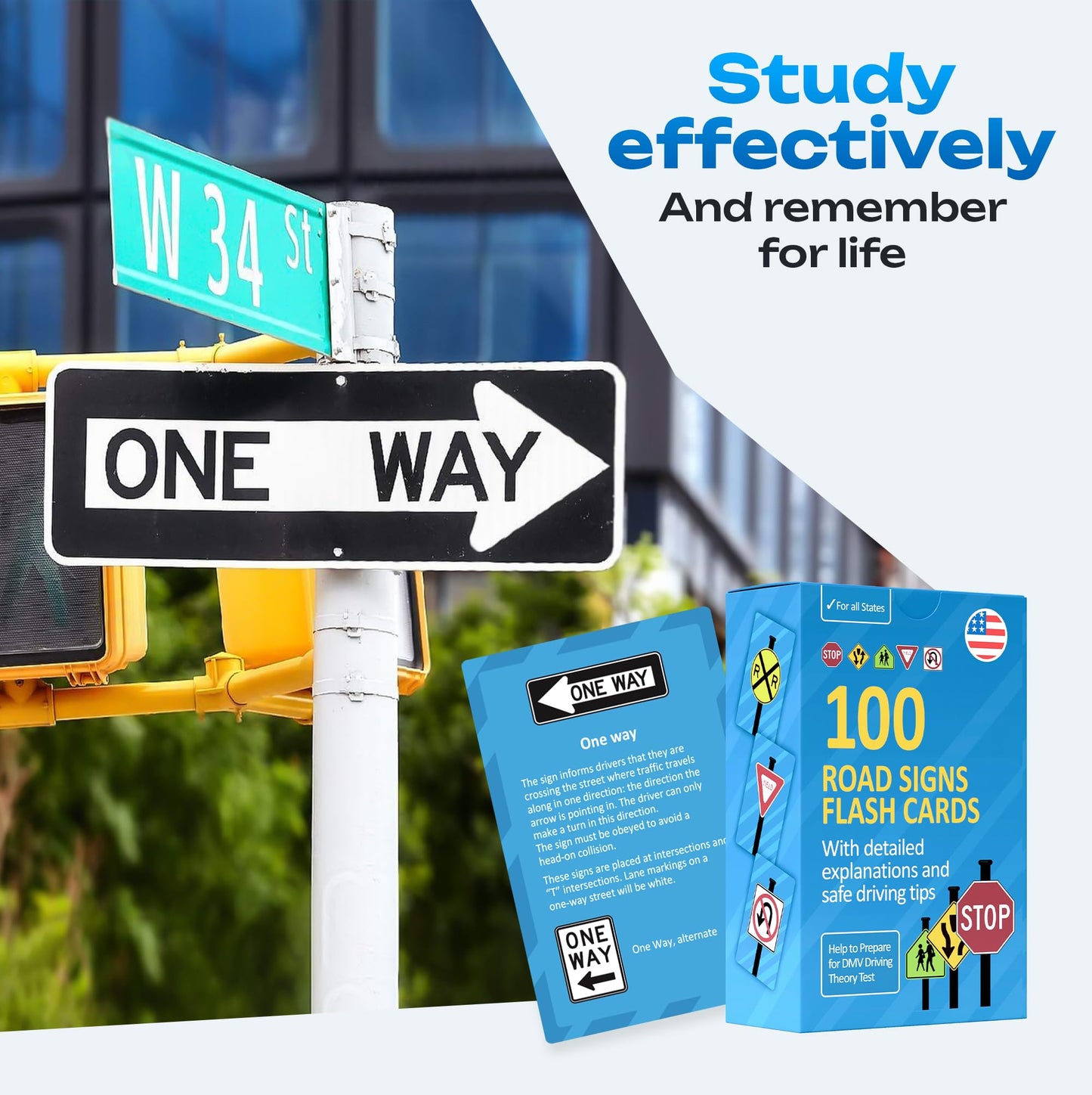 WELL BALANCED Road Signs Flash Cards - DMV Permit Test - Medium Size - Paper