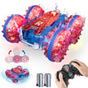 Waterproof RC Cars for Kids with LED Lights, Remote Control Car for Boys Age 4-7 8-12 4-8, Amphibious 4WD Stunt Car Swimming Poo