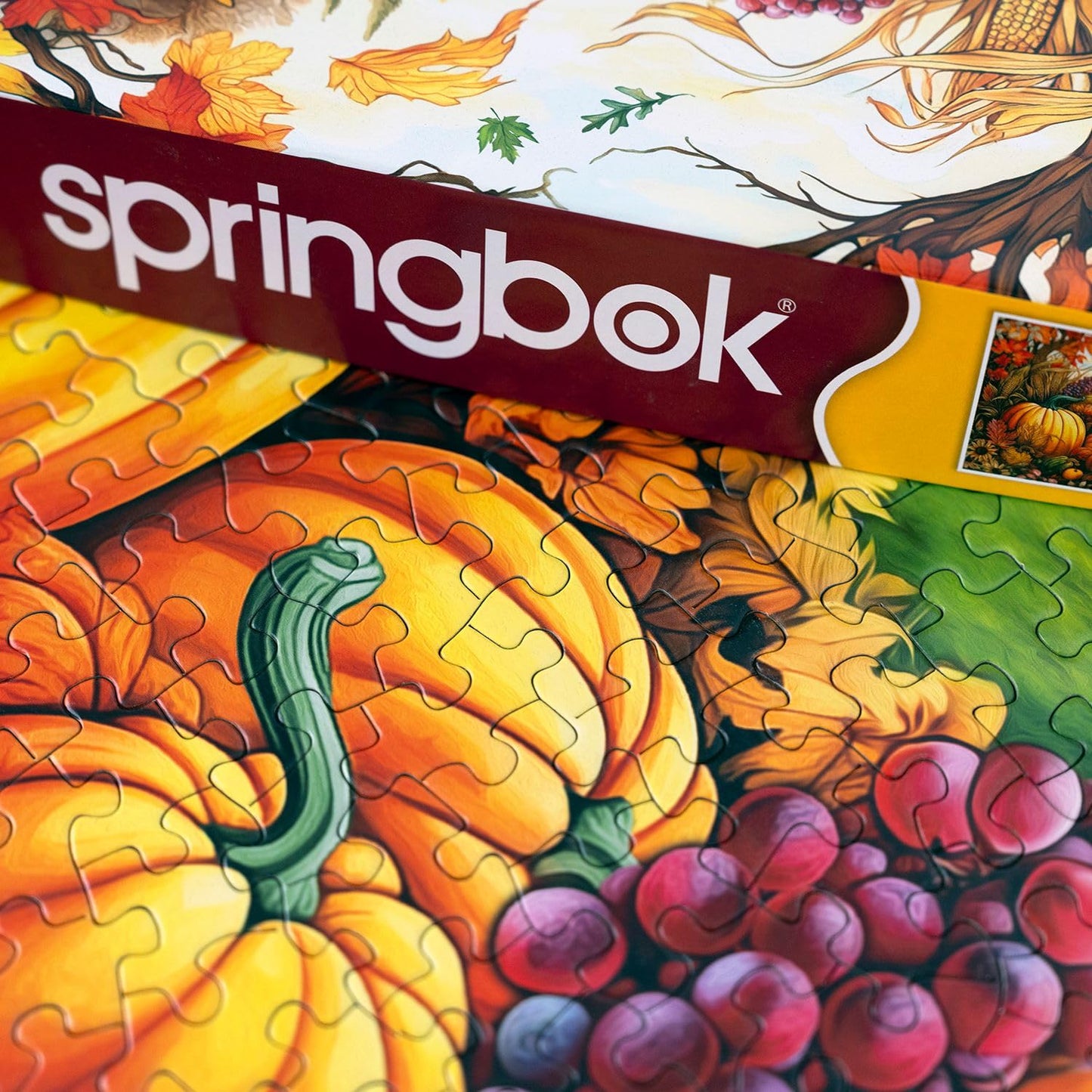 Springbok 500 Piece Fall Harvest Puzzle - Cardboard, Fall Colors (Orange, Yellow, Brown), Model 33-01708 for Adults and Families