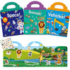 3 Pack Reusable Sticker Books For Toddlers 2-4 Years, Sticker Books For Kids 1-3, Birthday Easter Gifts For Kids Toddler Boys Girls Travel Toys (Animals+Space+Vehicles)
