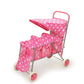 Badger Basket Folding Triple Doll Stroller For 18-Inch Dolls – Stylish Pink With Polka Dots, Lightweight And Convenient For Fun Playtime Adventures