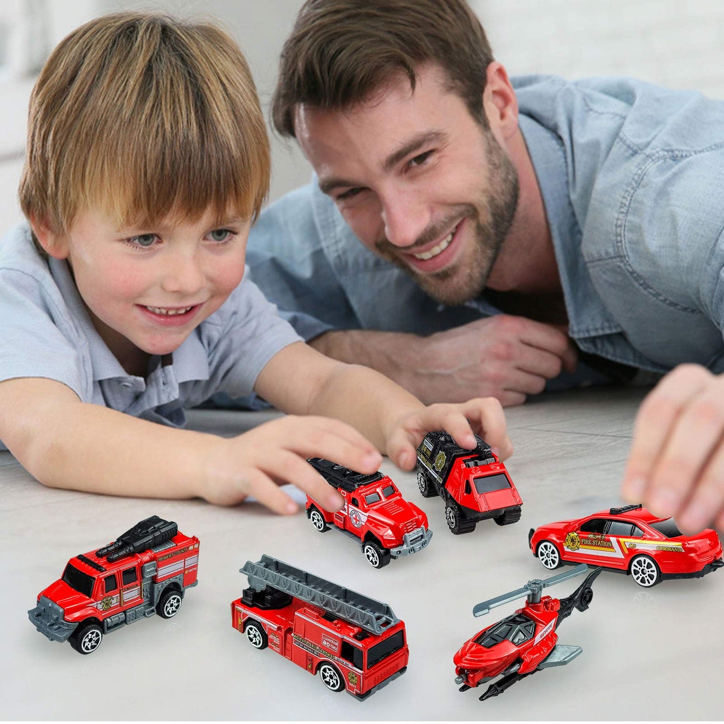 Diecast Fire Rescue Truck Vehicle Set, Alloy Metal Fire Truck Model Car Toys, Realistic Mini Rescue Emergency Fire Truck Car Toy