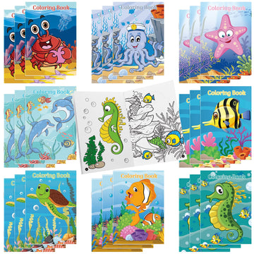 Jutom 24 Pcs Sea Ocean Animals Coloring Books Bulk for Kids Adults Relaxation Christmas Gifts DIY Coloring Book Party Favors for