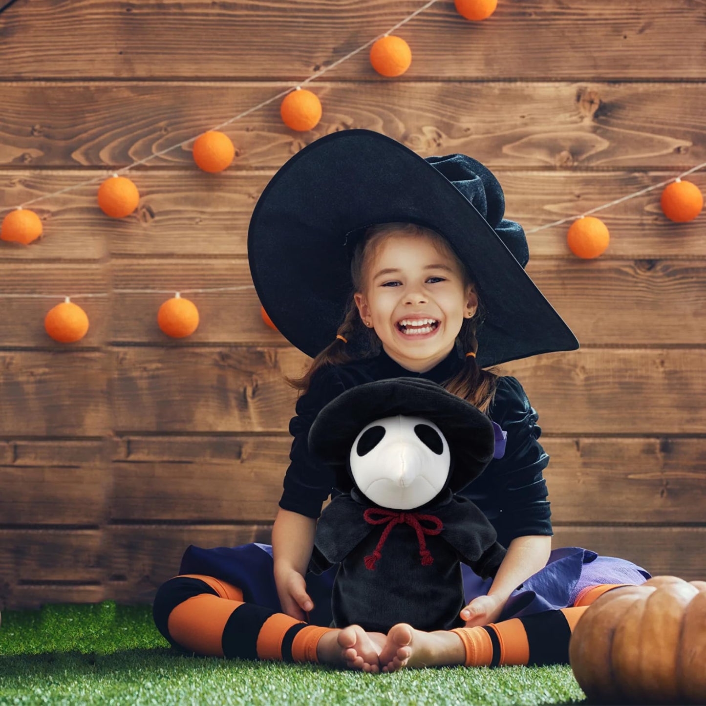 Fimigid Plague Doctor 12'' Plush, Halloween Stuffed Doll Plushie Toy Gift For Kids, Halloween Hugging Cushion Decor (Round Hat C