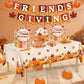 REDWORD Friendsgiving Plates, 98Pcs Friendsgiving Paper Plates-Serve 24 with Friends Giving Banner Fall Pumpkin Tablecloth Napki
