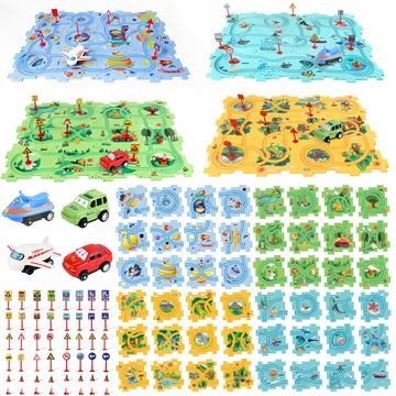 Yooyid Puzzle Racer Kids Car Track Set, Kids Toys Boys 3-5, Toys For 2 3 4 5 6 Year Old Boys, Toys For Ages 2-4, Montessori Toys