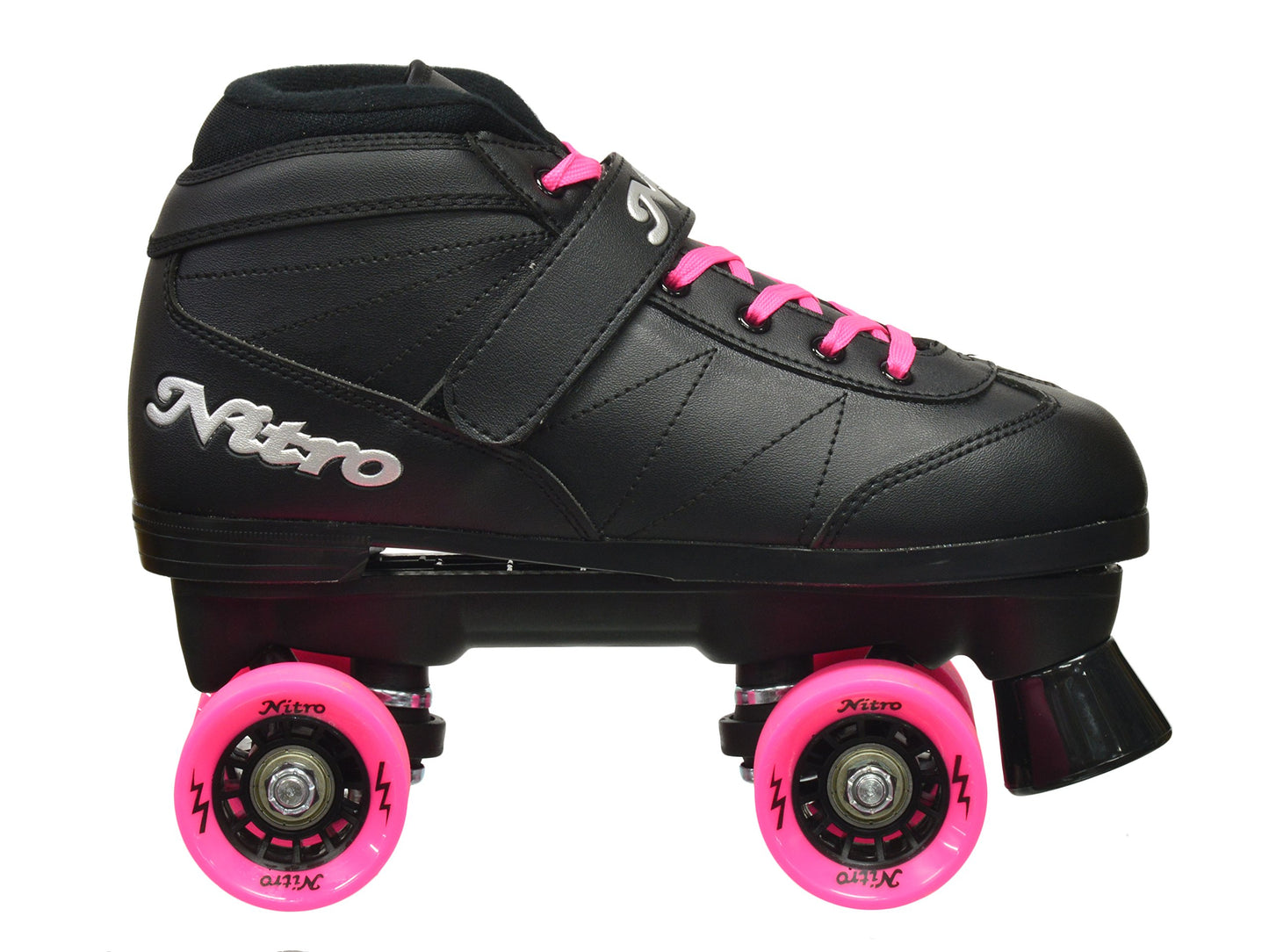 Epic Skates Super Nitro Quad Speed Roller Skates, Adult 7, Black/Pink, Nylon Material