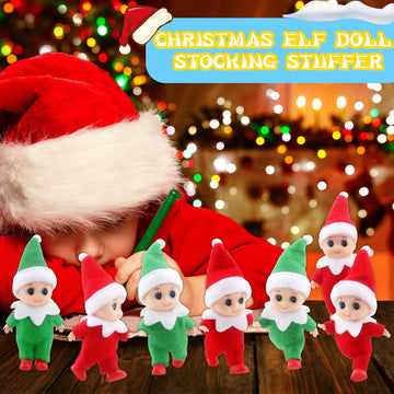 Cagemoga 12 Pieces Christmas Elf Dolls Xmas Mini Tiny Miniature Small Plush Colorful Elf Baby Dolls For Christmas Holiday New Year Party Decoration Supplies Gifts, 2 Colors